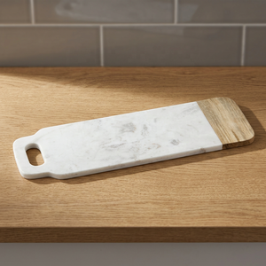 Planche à découper en bois et marbre, accessoires de cuisine blanche blanche pour la maison - Product Image 1