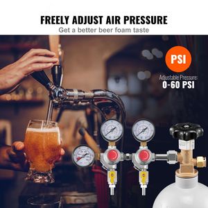Regolatore di Pressione CO2 per Impieghi Gravosi con Triplo Manometro 0-60 PSI, Sistema Gas Propano, Valvola di Non Ritorno per Birra alla Spina - Product Image 2