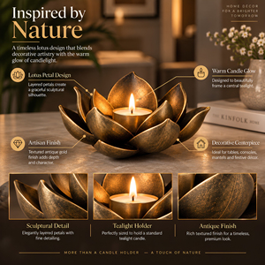 Porte-bougie en forme de fleur de lotus, en métal doré, support de bougie en forme de lotus, décoration de table, centre de table - Product Image 5