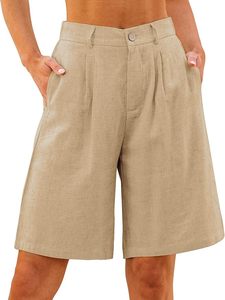 Short de bain pour homme à taille mi-haute avec cordon de serrage, couleur unie, respirant, séchage rapide, écologique, 100% coton, short décontracté type bermuda - Product Image 6