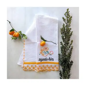 Manufacturer Wholesale 100% Organic Cotton Woven Tea <b>Towel</b> Set Quick-Dry Floral <b>Striped</b> Checked Screen Printed Linen Hand <b>Towels</b> - Product Image 1