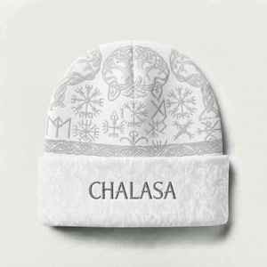 CHALASA SPORTS Unisex Classic Solid 100% <b>Wool</b> Embroidery Knit <b>Beanie</b> Warm Turn Brim Fall Winter Outdoor Party Hat OEM Wholesale - Product Image 1