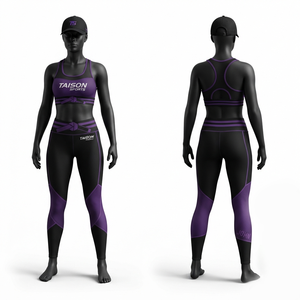 Premium 260g Compression 100% Cotton Y-line Straps Stand Neckline Crystal Decoration Quick Dry Breathable BJJ Bra <b>Legging</b> Set - Product Image 1