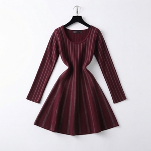 Robe décontractée à rayures pour femmes, manches longues, coupe trapèze, mini-robe, col rond, tenue élégante pour le bureau ou les fêtes - Product Image 3