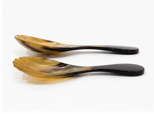 Natural Handmade Eco-Friendly Durable Luxury Buffalo Horn Server Set with Spoon & Fork Serving Utensils - Product Image 2