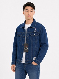Ropa de invierno, nuevo diseño, chaqueta vaquera azul para hombre, talla grande, abrigos de mezclilla para hombre, chaqueta de tela con botones y bolsillos para hombre - Product Image 3