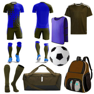 Ensemble d'uniformes de football personnalisés par sublimation, en polyester respirant, à manches courtes, avec impression du nom et du numéro de l'équipe, vente en gros - Product Image 1
