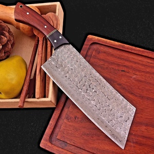 Couteau de chef artisanal en acier Damas, manche en bois, étui en cuir, vente en gros, couteaux de survie et de camping - Product Image 1