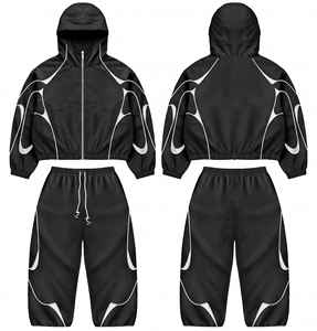 Ensemble veste et pantalon coupe-vent en nylon ajustable, unisexe, avec logo personnalisé, vêtements de sport, ensemble de survêtement - Product Image 1