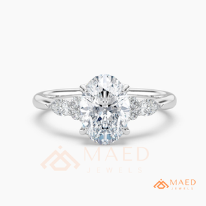 Bague en argent 925 avec moissanite taille ovale et accent feuille, bague de fiançailles élégante, bijoux de mariée pour femme, cadeau - Product Image 5