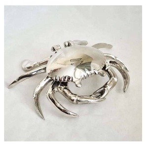 New Arrival Silver Metal Crab <b>Trinket</b> <b>Box</b> Metal Decorative Ring Holder Aluminium Vanity Tray for Rings Earrings & Necklaces - Product Image 2