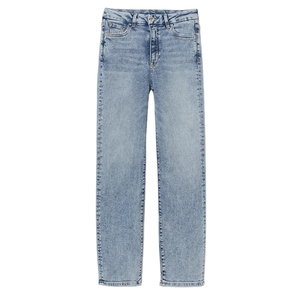 2026 Vente en gros de jeans décontractés pour femmes de haute qualité, vente directe usine, OEM, taille haute, coupe ample, taille mi-haute, délavé à la pierre - Product Image 1