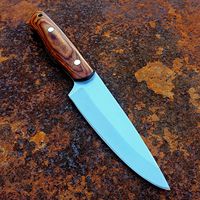 Pisau Dapur Chef Baja Damaskus Buatan Tangan dengan Sarung Kulit Gagang Kayu Full Tang 60 2 HRC Ambidextrous OEM/ODM