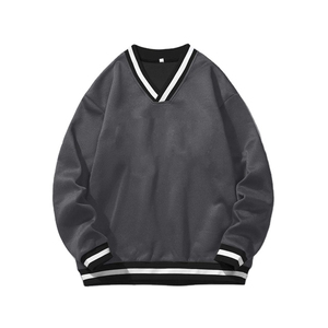 Sudadera de Hombre Oversize de Algodón/Poliéster con Cuello en V Bordado, Sudadera con Logotipo Personalizado, Sudadera de Moda Urbana con Cuello en V para Hombre - Product Image 1