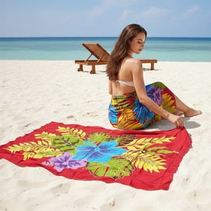 Tenue de plage décontractée pour femmes, paréo de bain grande taille, tissu doux, confortable et élégant, jupe de plage ajustable avec lien - Product Image 5