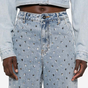 Jeans de Mujer, Primavera 2026, Nueva Colección, Jeans de Cintura Alta con Pedrería, Pantalones Vaqueros Anchos de Moda Urbana - Product Image 5