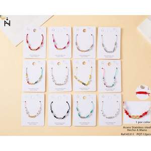 Bracciale a Otto Charakteri in Acciaio Inossidabile con Perle e Cristalli, Accessorio di Moda - Product Image 1