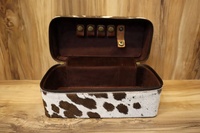 Trousse à bijoux en cuir usiné de l'Ouest Boîte de voyage à bijoux en cuir de vachette véritable de pays classique Western Vitrine d'exposition de bijoux