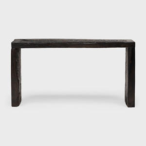Luxury Espresso Reclaimed Elm Waterfall <b>Table</b> Handcrafted Solid <b>Wood</b> Modern <b>Rustic</b> Coffee Console and Accent <b>Table</b> with Rich - Product Image 1