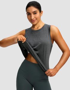 Camiseta sin mangas para mujer, de algodón acanalado, estilo camisola, ajuste ceñido, informal, para verano, gimnasio, yoga, top corto, transpirable, elástico, a la moda para damas - Product Image 1