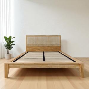 เตียงยางพาราแบบญี่ปุ่นกรอบเตียงขนาดควีนไซส์เฟอร์นิเจอร์ห้องนอนทันสมัยเป็นมิตรกับสิ่งแวดล้อมเตียงแพลตฟอร์มไม้ - Product Image 1