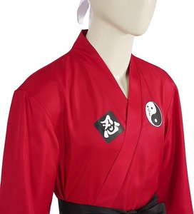เสื้อกังฟูสีแดงพร้อมลายปักไท่ชิหยินหยางและเข็มขัดสีดำ - Product Image 1