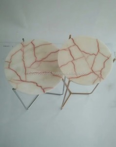 Modern Round <b>Nesting</b> Side <b>Tables</b> with Faux Marble Top and Metal Legs Contemporary Living Room Furniture Decorative Accent <b>Table</b> - Product Image 2
