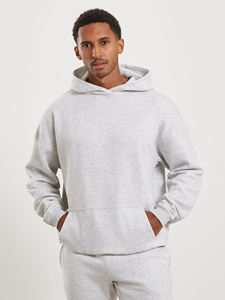 Ensemble de survêtement gris pour homme avec capuche, cordon de serrage, séchage rapide, décontracté, manches longues, couleur unie, léger, en coton, pantalon de jogging ample - Product Image 2