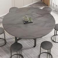 Table à manger ronde pliable gain de place avec structure métallique extensible, mobilier portable pour appartement et salle à manger