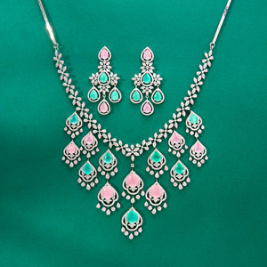 Collar de Cadena de Cuerda Clásico de Latón con Circonitas de Diseño de Lujo y Alta Calidad con Baño de Rodio para Aniversario 436599 - Product Image 3