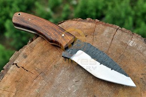 Couteau de chasse en acier forgé artisanal avec manche en bois et étui en cuir, lame fixe personnalisée, couteau de survie pour le camping en plein air - Product Image 2