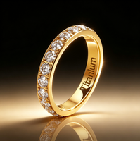 Bague en titane avec zircone ronde sertie en canal, alliance fine de 3 mm pour femme, bijoux de luxe en gros