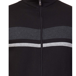 Survêtement noir pour homme à manches longues, col montant, décontracté, couleur unie, respirant, en polyester, coupe régulière, poids moyen, longueur mi-longue - Product Image 6
