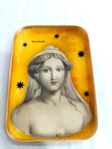 I K Handicraft Rectangle Metal <b>Decorative</b> Tray With African Portrait Design Bohemian Style Gold Edge in Bulk from Factory - Product Image 4