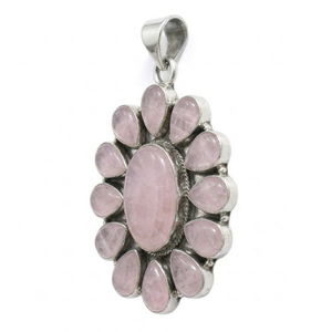 Pendentif en Quartz Rose Naturel en Gros, Argent Sterling 925, Bijou Tendance en Pierre Précieuse en Forme de Goutte Florale, Cadeau Commémoratif pour Femme - Product Image 4