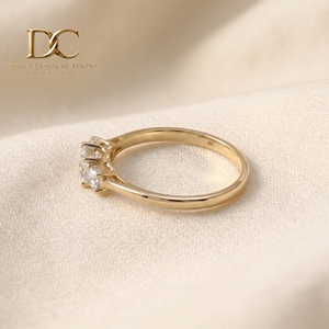 Anillo de Oro Sólido de 14 Quilates Hecho a Mano con Diamante Cultivado en Laboratorio, Corte Brillante Cuadrado, Certificado por IGI, para Bodas y Fiestas, Joyería para Mujer - Product Image 2