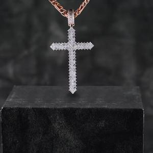 14kt_18kt VVS Lab Grown Diamond <b>Cross</b> Pendant Iced Hip Hop Rapper Style Brilliant Cut Filled Gold Certified Unisex GIA Certified - Product Image 1