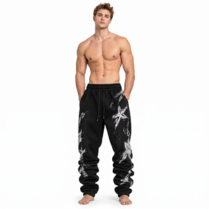 Pantalones Deportivos Personalizados para Hombre, Estilo Urbano, con Cordón en la Cintura, Tejido Grueso, Pantalones Deportivos Apilados - Product Image 3