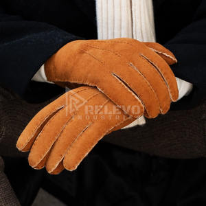 Gants d'hiver en cuir véritable pour hommes, doublure en fourrure véritable, faible MOQ, marque privée, prix bas, gants de motard en cuir de vachette, luxe - Product Image 1