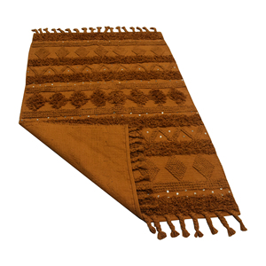 Handwoven Moroccan <b>Boho</b> Geometric Flatweave Wool <b>Rug</b> with Sequins and Fringe for Home - Product Image 5