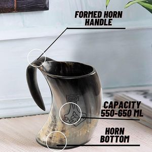 Jarra de Cuerno de Búfalo Tallada de Primera Calidad, Jarra Vikinga de Gran Capacidad para Beber, Ideal para Regalo a Bajo Precio - Product Image 2