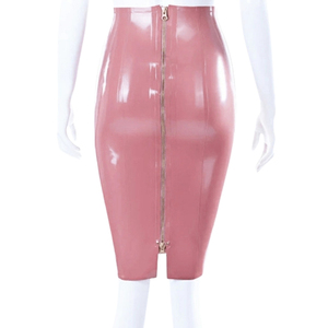 Women PU Satin Pencil <b>Skirt</b> Knee-Length Solid Color Shiny Natural Waist Sexy Style All Seasons Wear - Product Image 5