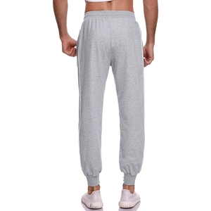 Men Grey Sweatpants Elastic Waist <b>Cuffed</b> Ankle Side Stripe Casual <b>Joggers</b> Lightweight Breathable Athletic Pants - Product Image 3