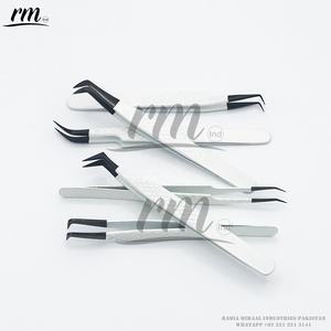 Pinzas de 90 grados con logotipo personalizado de la mejor calidad, agarre de diamante, punta de Plasma negra, herramienta de belleza para pestañas, Color blanco - Product Image 5