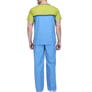 Ensemble de blouses médicales bleu marine pour hommes, haut à manches courtes et col en V et pantalon, uniforme d'hôpital pour médecins et infirmières, tissu tissé en coton et polyester - Product Image 5