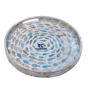 BANDEJA DE MADRE DE PERLA decorativa única para colecciones de regalos y estilismo para el hogar con ilustraciones de bandejas con incrustaciones de perlas hechas a mano - Product Image 1