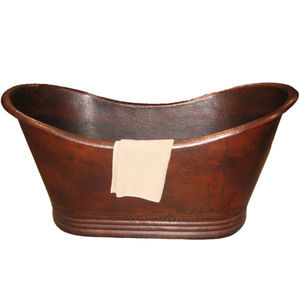 Baignoire autoportante de luxe en cuivre martelé, fabriquée à la main, double paroi, écologique et personnalisable - Product Image 6