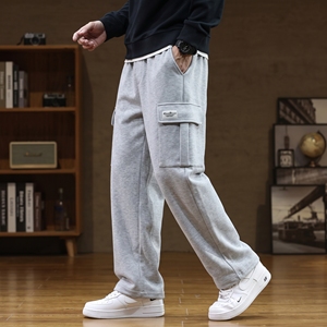 Autumn and Winter Casual Men's Solid Color Plus Size Sweatpants Elastic Waist Drawstring <b>Sports</b> Pants Loose Jogging <b>Trousers</b> - Product Image 6