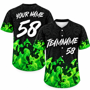 Maillot de baseball personnalisé en polyester 100% sublimé, manches courtes, imprimé avec le nom/numéro de l'équipe, uniformes d'équipe pour hommes entièrement boutonnés - Product Image 6