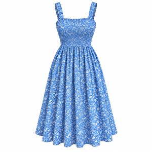Vestido de Fiesta para Mujer, 100% Poliéster Satinado, Sin Mangas, Cuello Redondo, Largo hasta la Rodilla, Silueta Recta, Estampado Floral, Diseño Natural ODM - Product Image 5